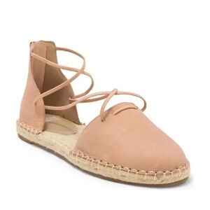 Eileen Fisher Lace-up Leather Espadrille in Toffee Cream pink Size: 7.5